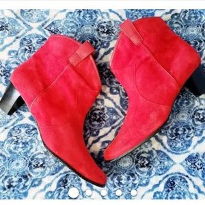 Array red leather ankle boots